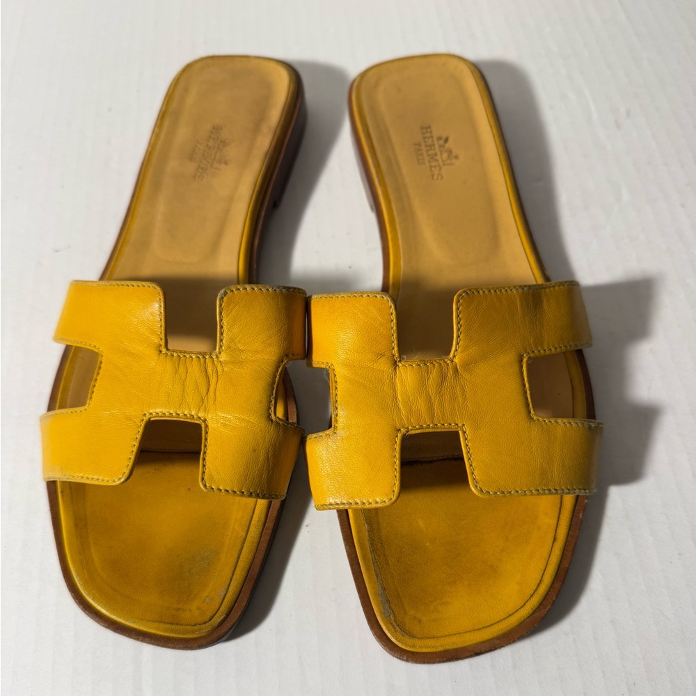 Hermes Women's Yellow Sandals Sz 38.5